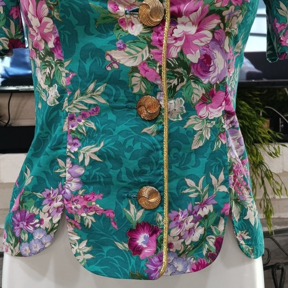 Petite Sophisticate Women's Tea Blouse Lightweight Blazer Gold Button Front Sz 6 - Picture 7 of 9